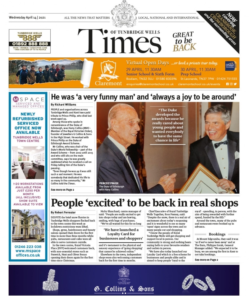 Read the Times of Tunbridge Wells 14th April 2021