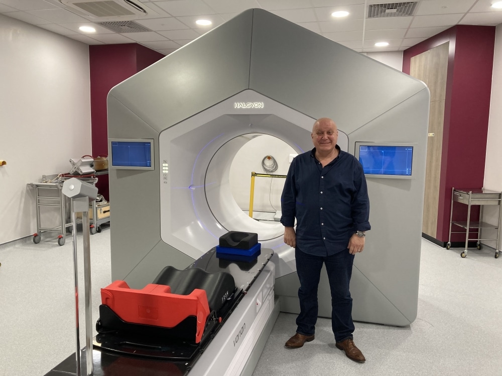 Man with a new radiotherapy machine