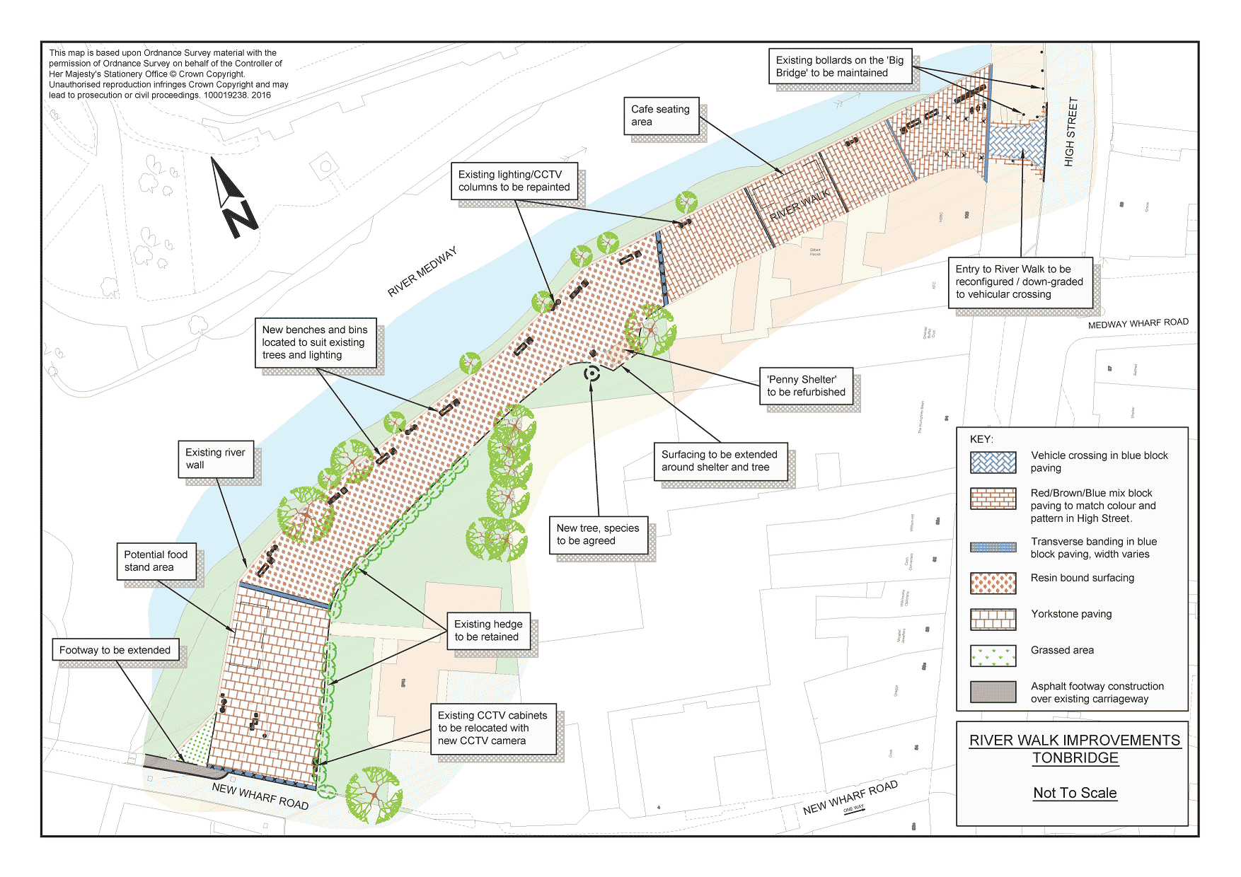 A map of the River Walk renovations