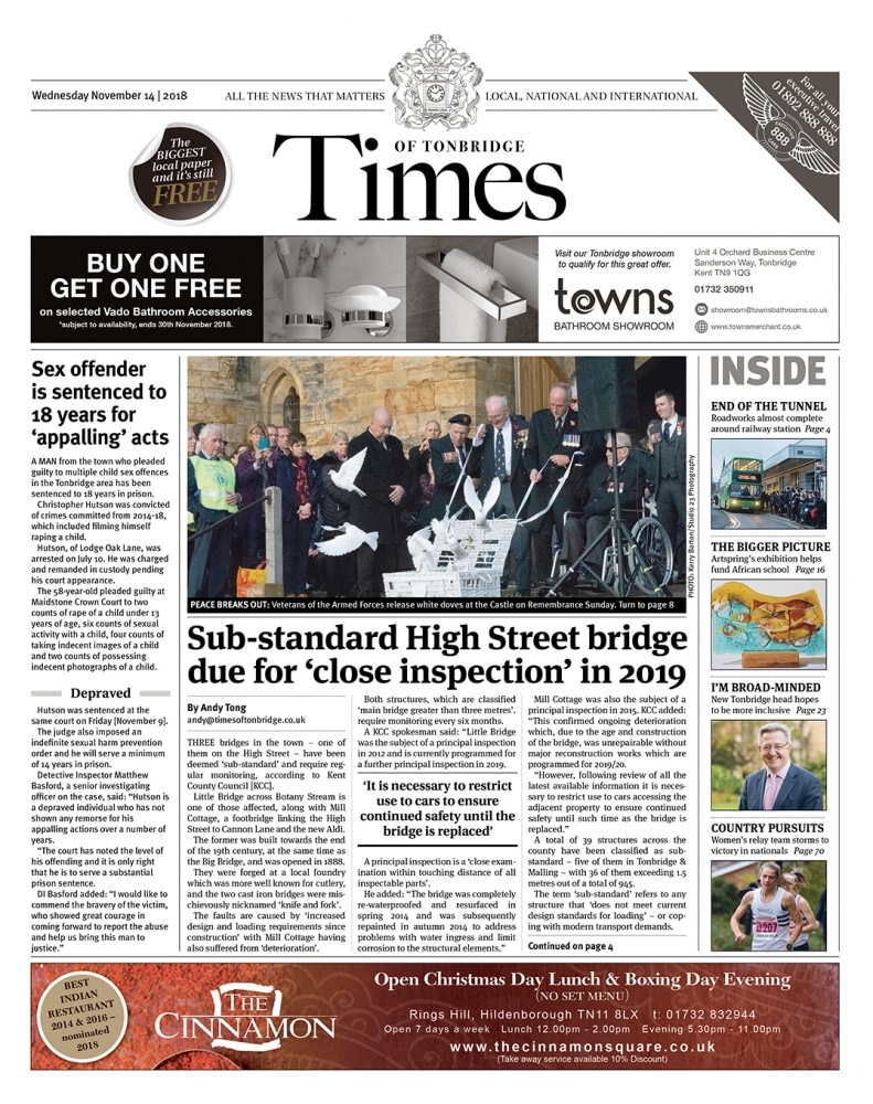 Read the Times of Tonbridge 14th November 2018