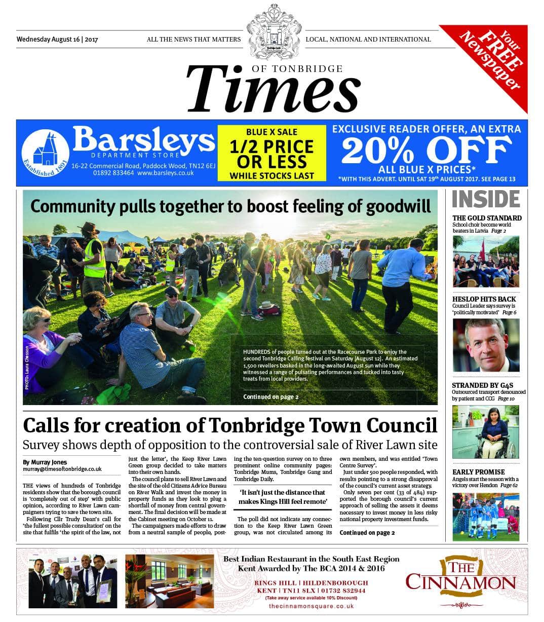 Read the Times of Tonbridge 16th August 2017