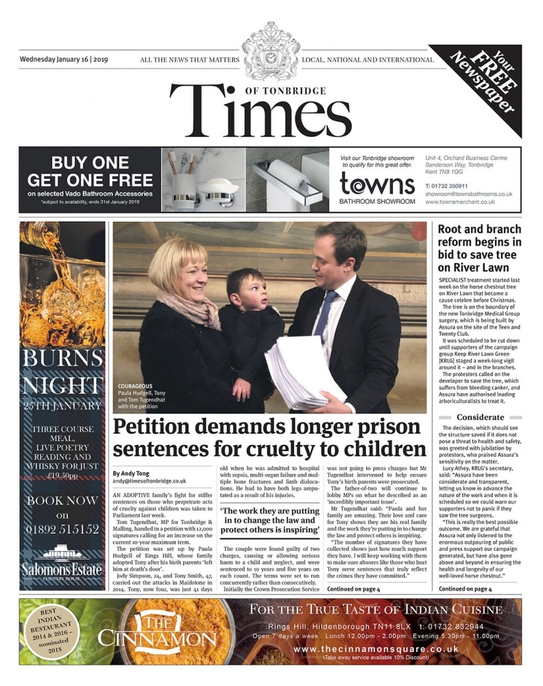 Read the Times of Tonbridge 16th January 2019