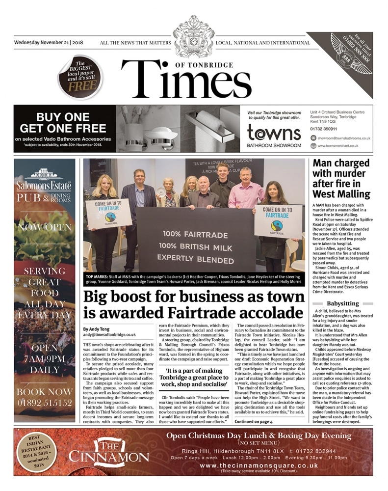 Read the Times of Tonbridge 21st November 2018