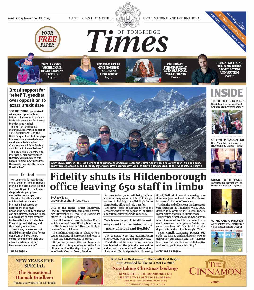 Read the Times of Tonbridge 22nd November 2017