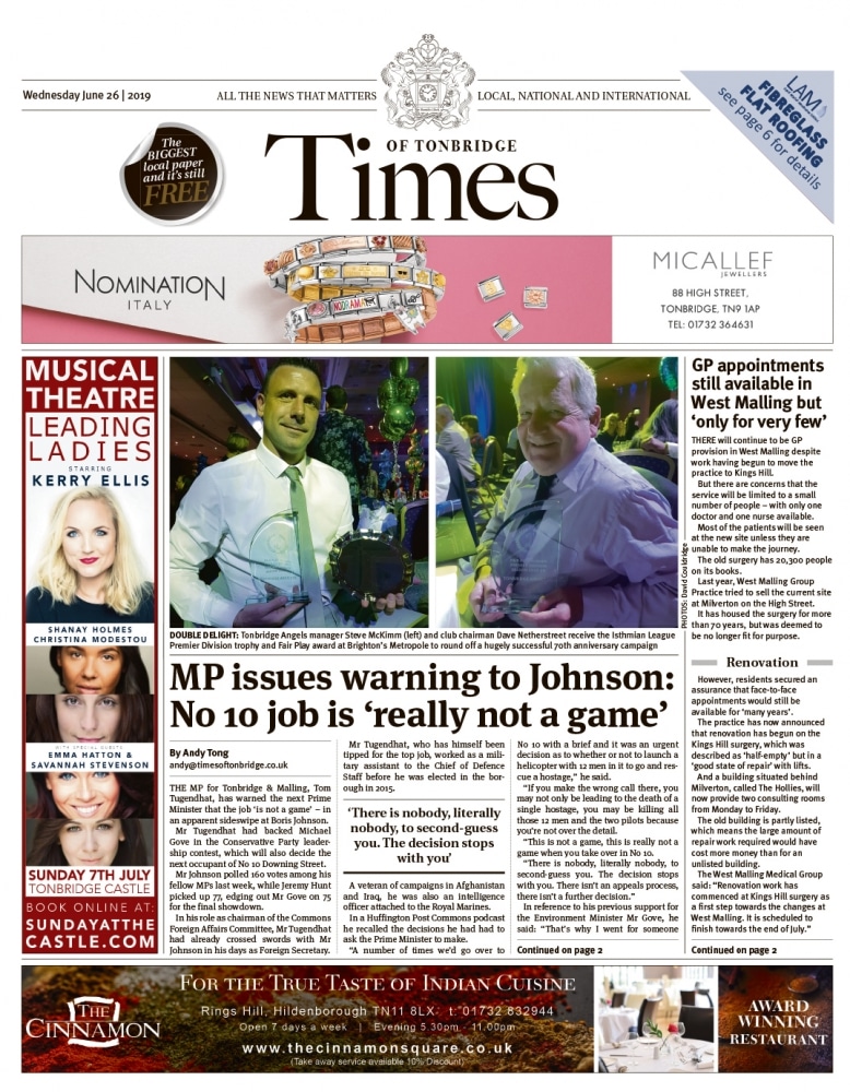 Read the Times of Tonbridge 26th June 2019