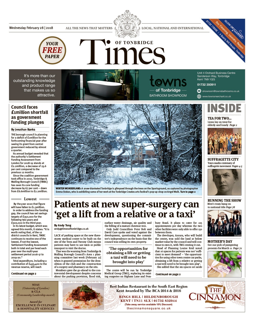 Read the Times of Tonbridge 28th February 2018