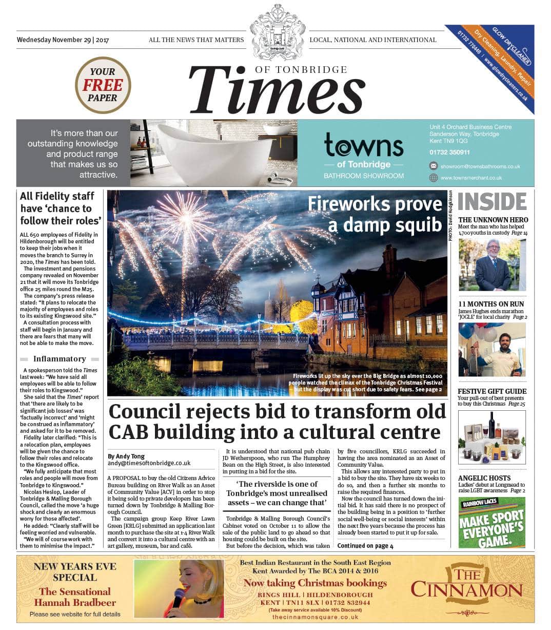 Read the Times of Tonbridge 29th November 2018