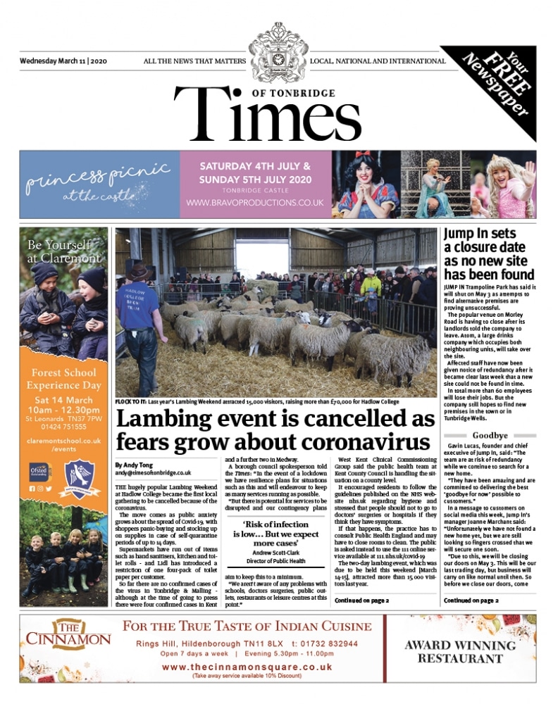 Read the Times of Tonbridge 11th March 2020