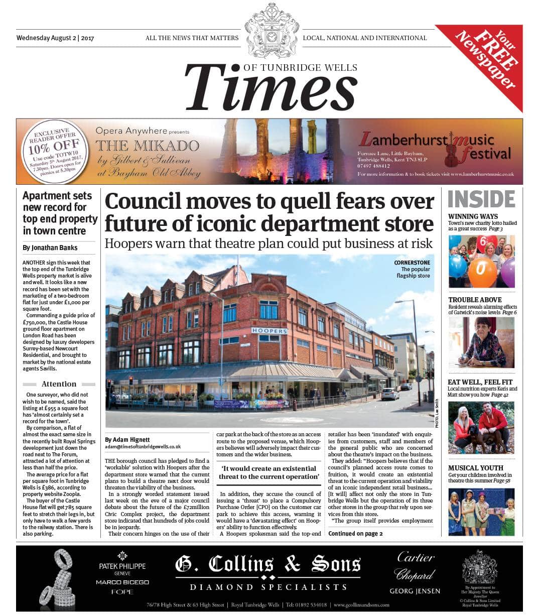 Read the Times of Tunbridge Wells 2nd August 2017