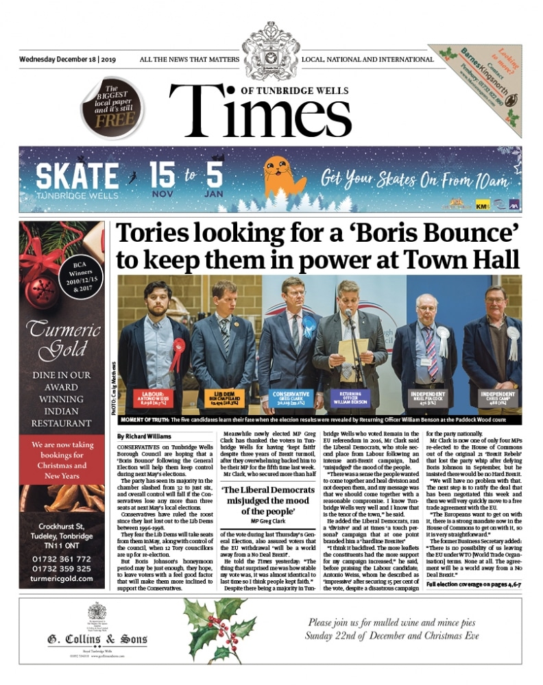 Read the Times of Tunbridge Wells 18th December 2019