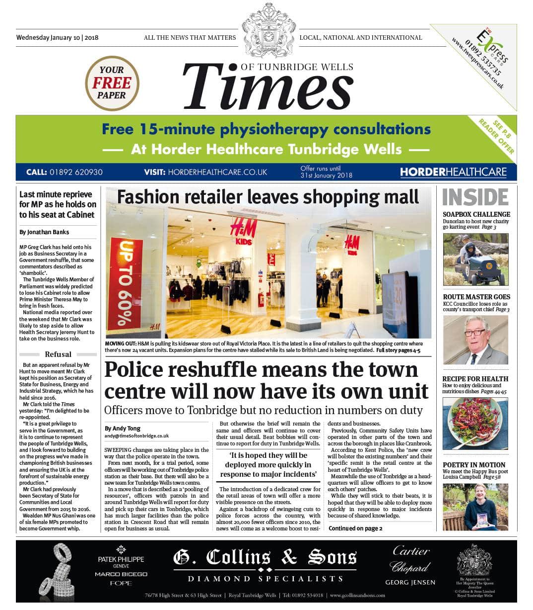 Read the Times of Tunbridge Wells 10th January 2018