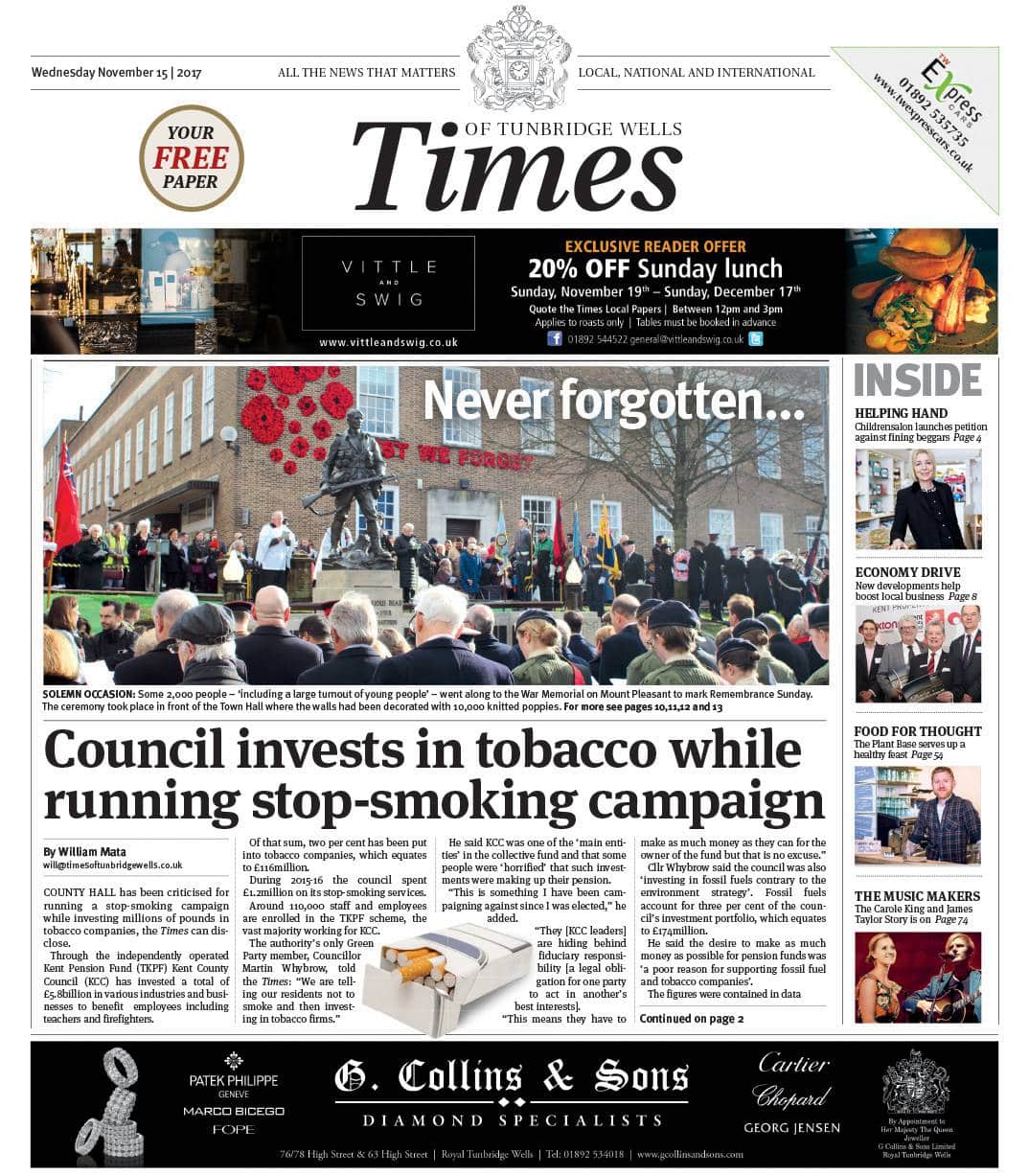 Read the Times of Tunbridge Wells 15th November 2017