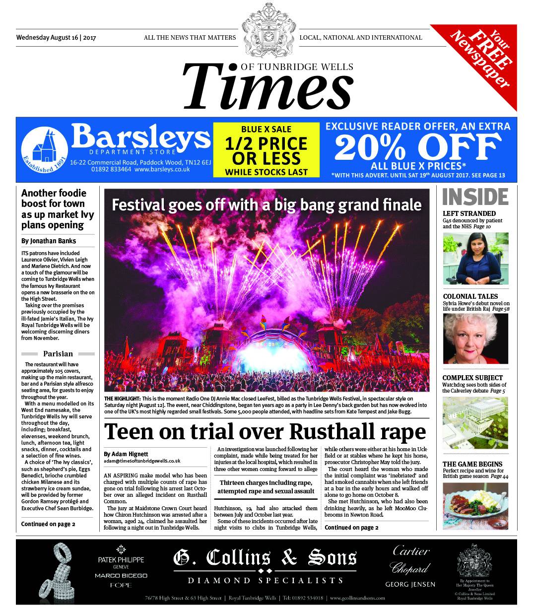 Read the Times of Tunbridge Wells 16th August 2017