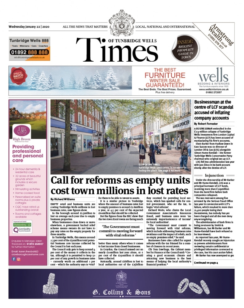 Read the Times of Tunbridge Wells 22nd January 2020