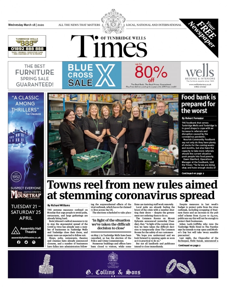 Read the Times of Tunbridge Wells 18th March 2020
