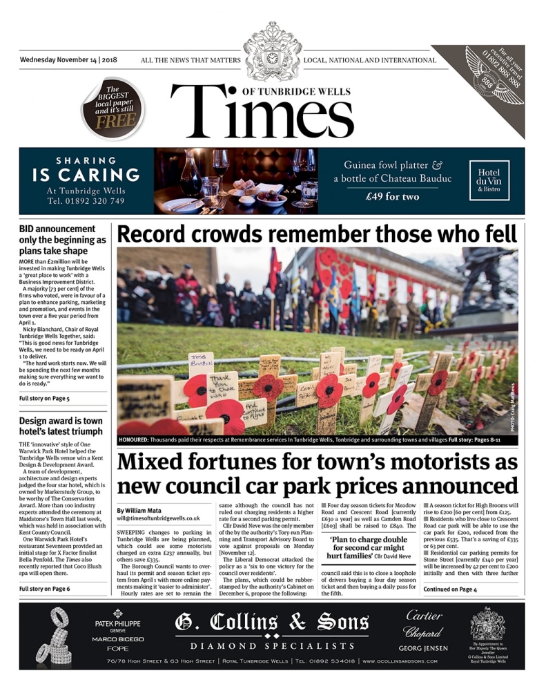 Read the Times of Tunbridge Wells 14th November 2018