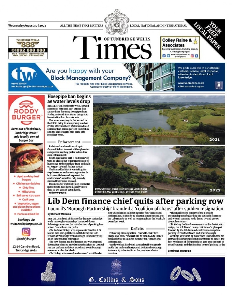 Front Page Times of Tunbridge Wells 10/08
