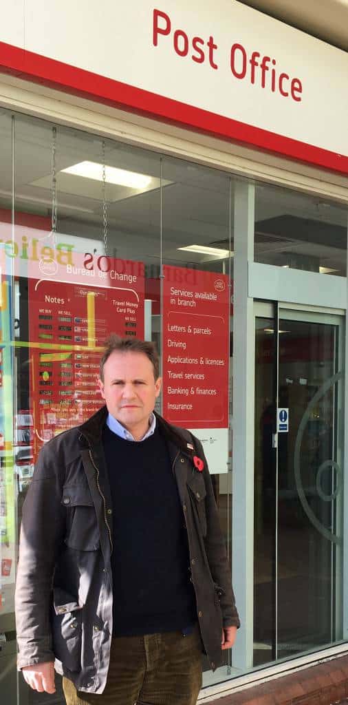 Tom Tugendhat MP outside the Crown Post Office