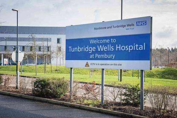 Tunbridge Wells Hospital at Pembury welcome sign