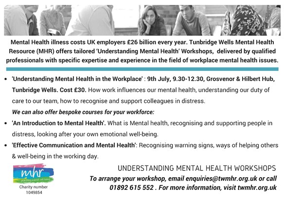 Tunbridge Wells Mental Health Resource offer courses for workplaces