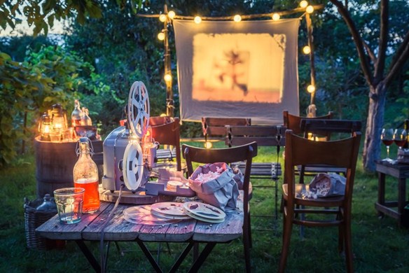 Projector in a garden