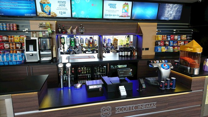 The Scott Cinema in East Grinstead has a well-stocked bar!